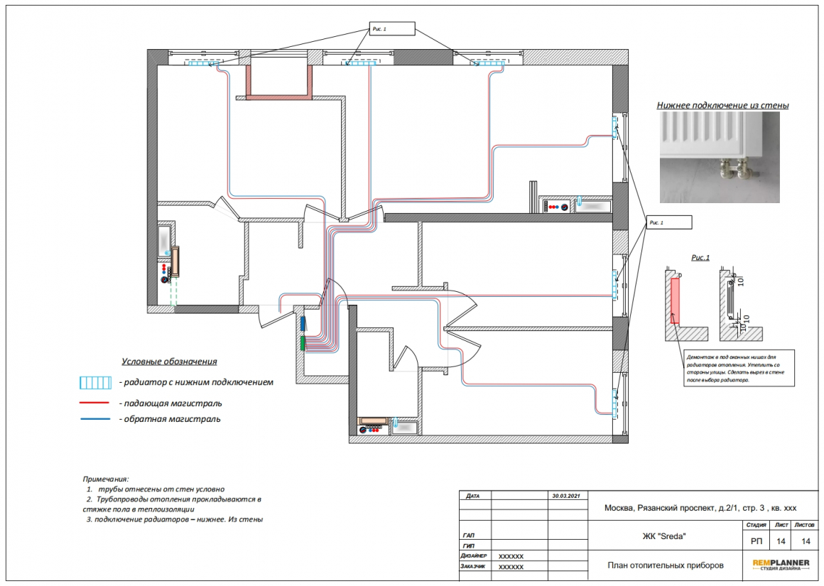 План отопления квартиры в ЖК Sreda